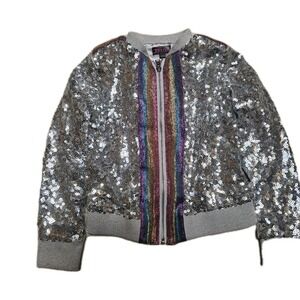 Nickelodeon Jojo's Closet Silver Sequined Multi Color Jacket, Girls Small 6x